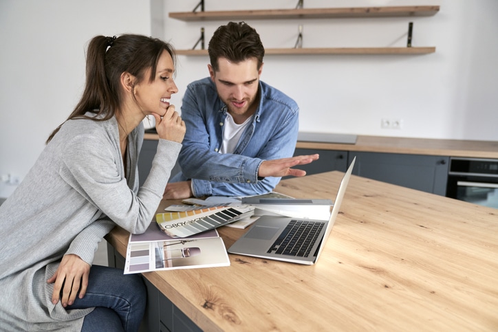 Couple planning a kitchen renovation 